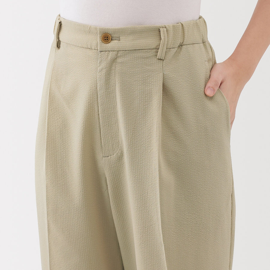 W's Breathable seersucker tapered pants Dark greyXS