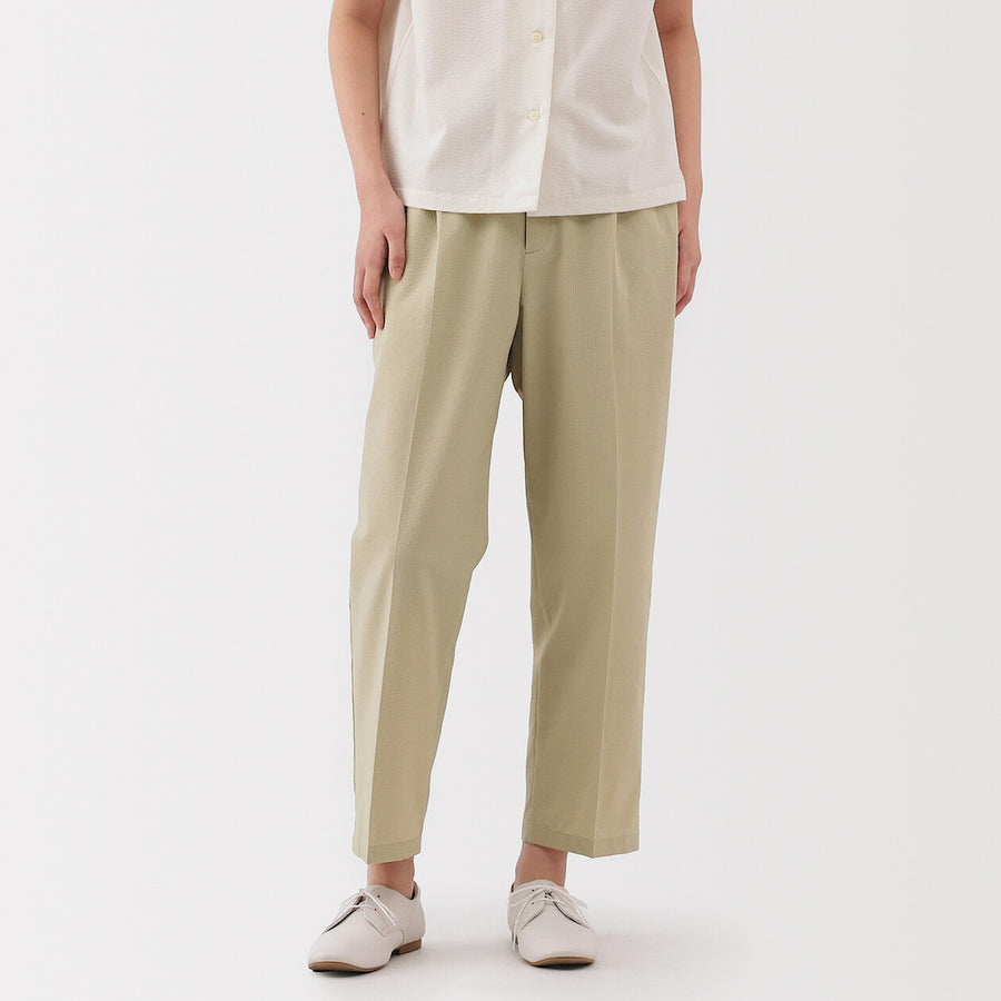 W's Breathable seersucker tapered pants Dark greyXS