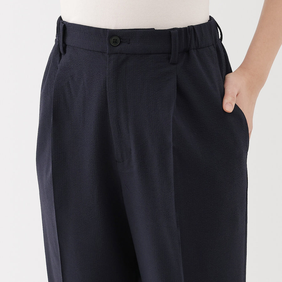 W's Breathable seersucker tapered pants Dark greyXS