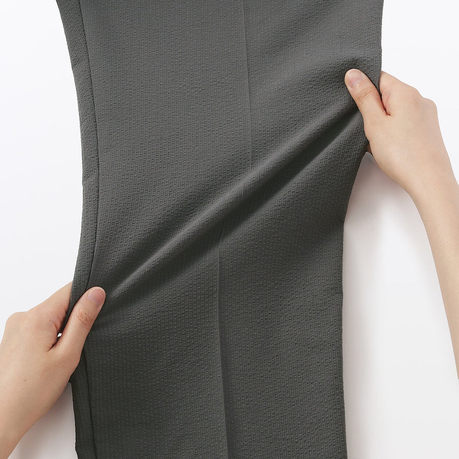 W's Breathable seersucker tapered pants Dark greyXS