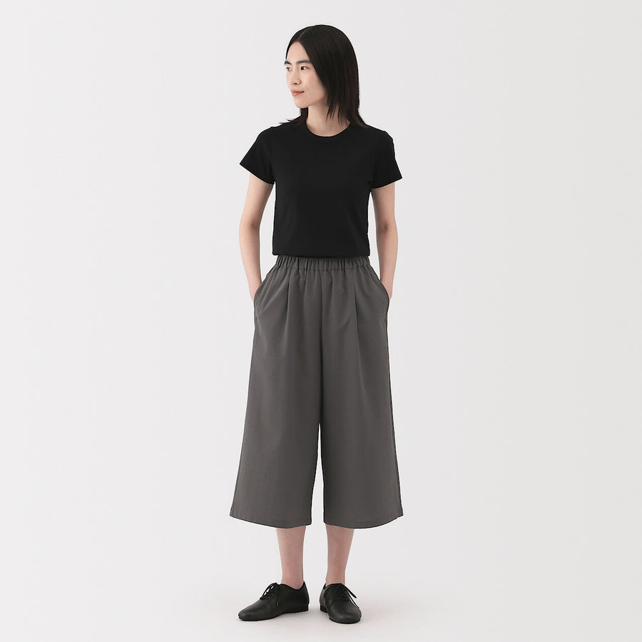 W's Breathable seersucker Easy cropped pants Dark greyXS