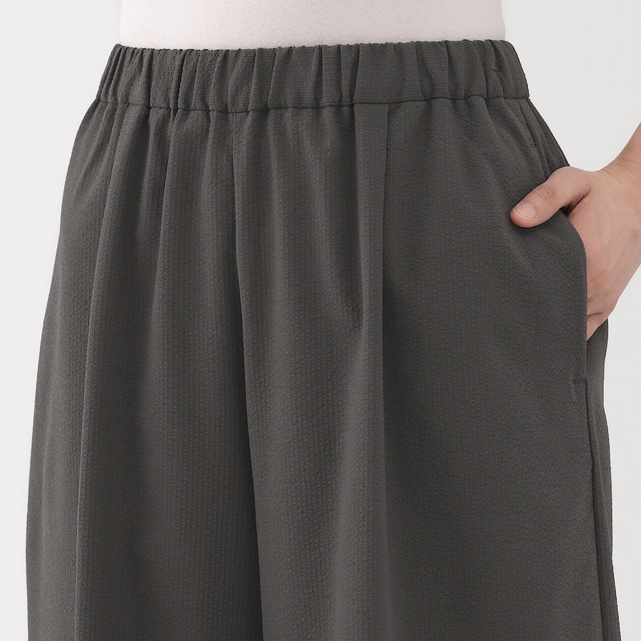 W's Breathable seersucker Easy cropped pants Dark greyXS