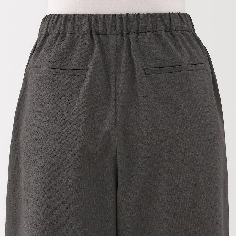 W's Breathable seersucker Easy cropped pants Dark greyXS