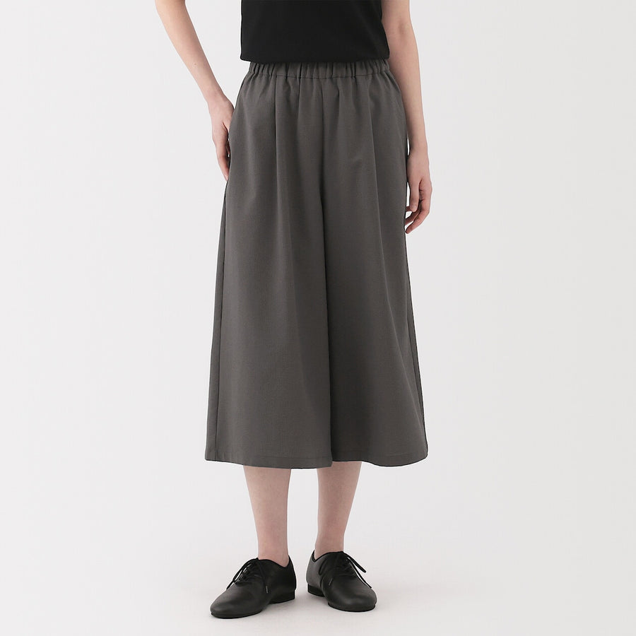 W's Breathable seersucker Easy cropped pants Dark greyXS