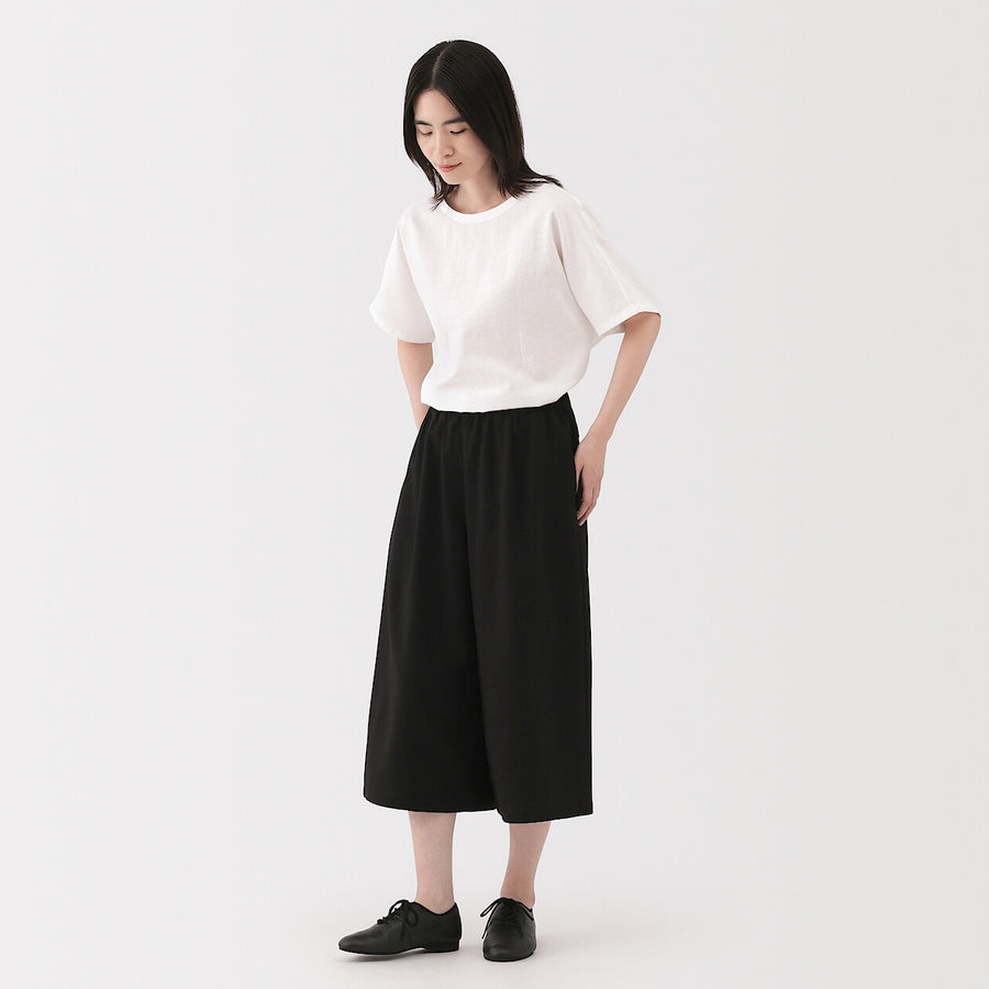 W's Breathable seersucker Easy cropped pants Dark greyXS