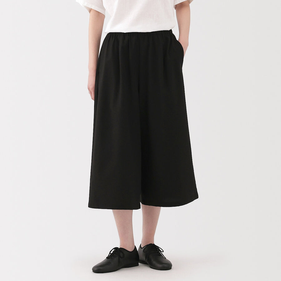 W's Breathable seersucker Easy cropped pants Dark greyXS