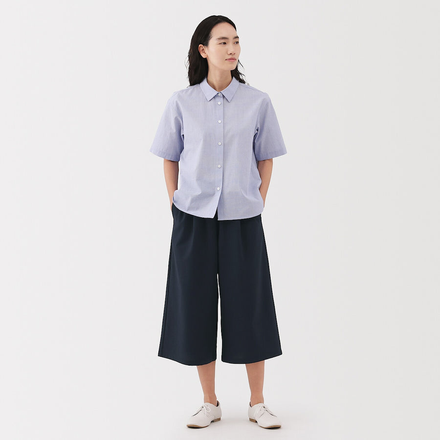 W's Breathable seersucker Easy cropped pants Dark greyXS