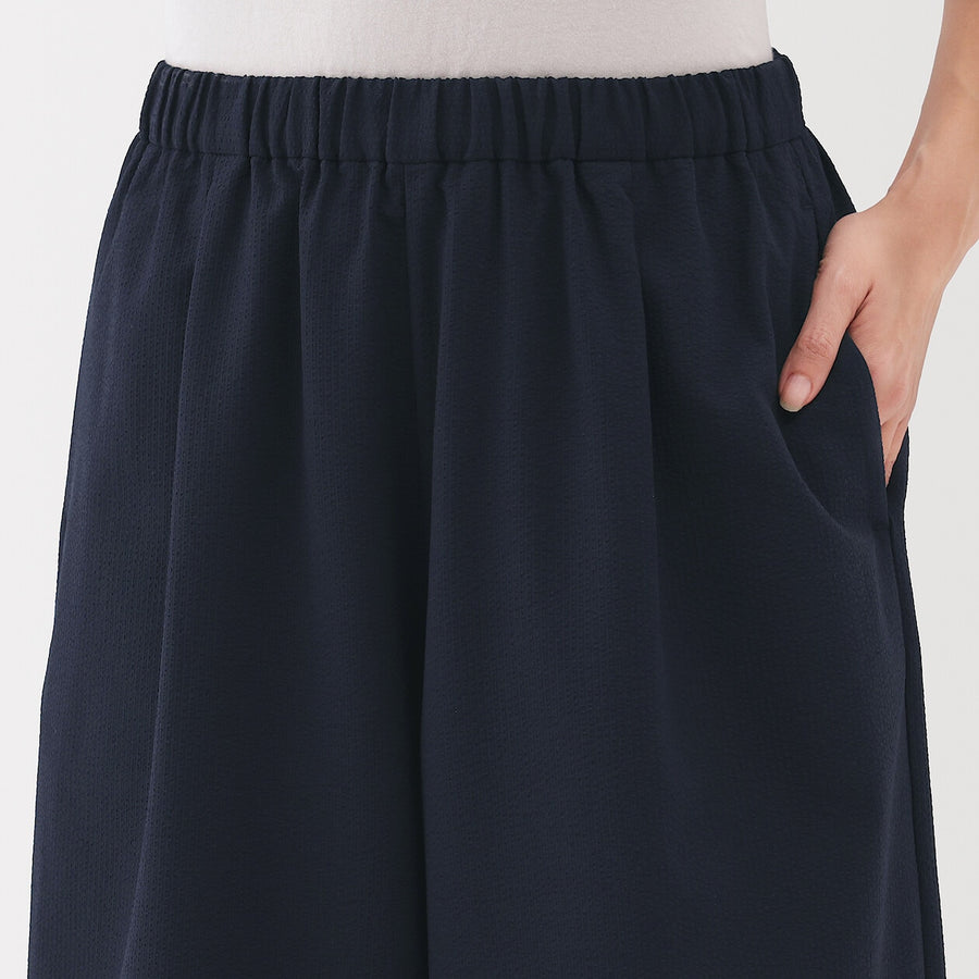 W's Breathable seersucker Easy cropped pants Dark greyXS