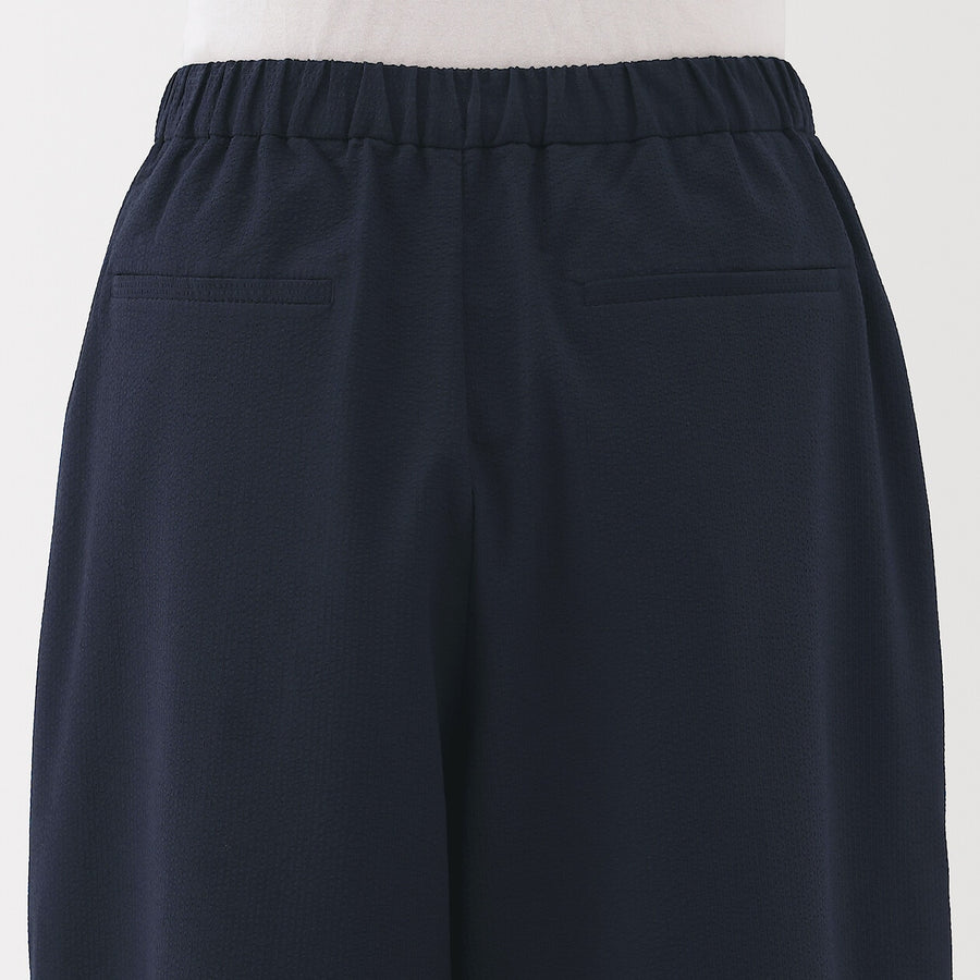 W's Breathable seersucker Easy cropped pants Dark greyXS