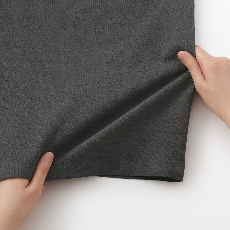 W's Breathable seersucker Easy cropped pants Dark greyXS