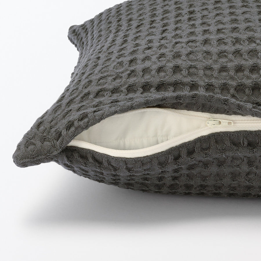 WASHED COTTON WAFFLE WEAVE CUSHION COVER