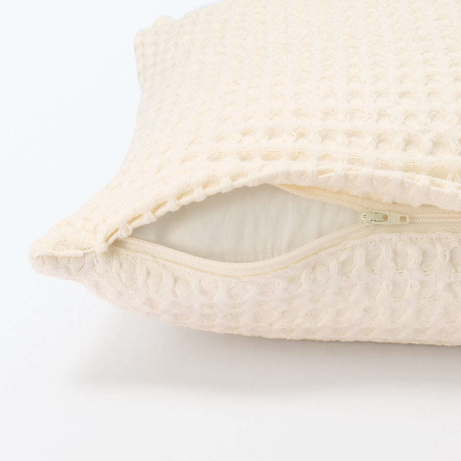 WASHED COTTON WAFFLE WEAVE CUSHION COVER
