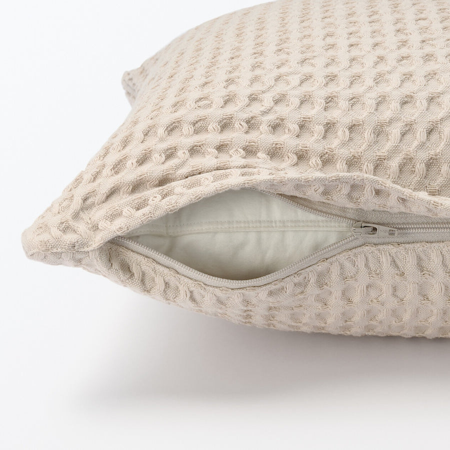 WASHED COTTON WAFFLE WEAVE CUSHION COVER