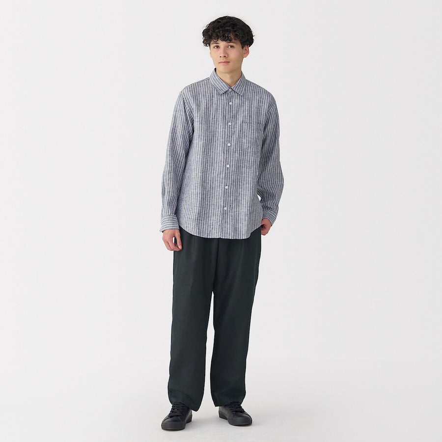 M's Hemp blend twill darted straight pants BlackXS