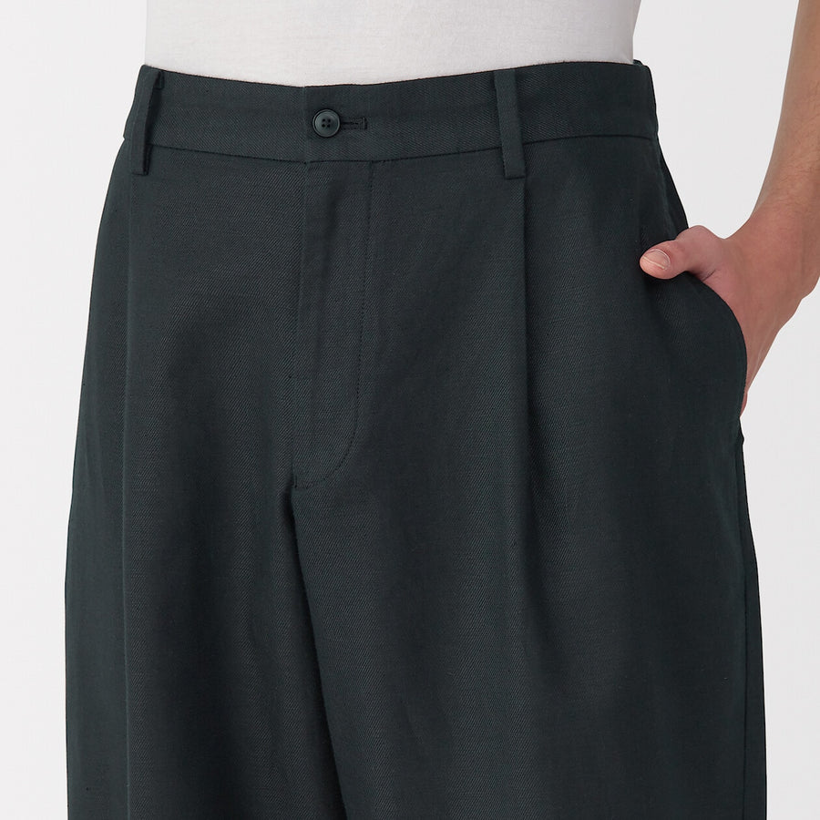 M's Hemp blend twill darted straight pants BlackXS