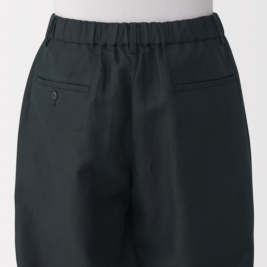 M's Hemp blend twill darted straight pants BlackXS