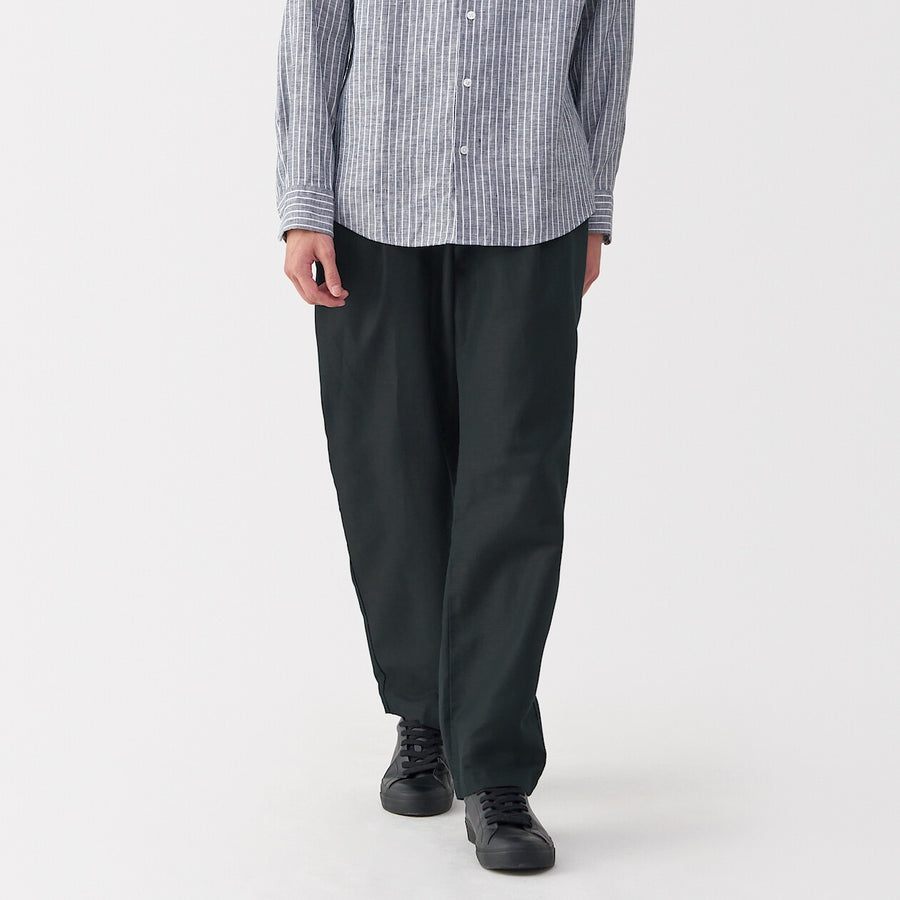 M's Hemp blend twill darted straight pants BlackXS