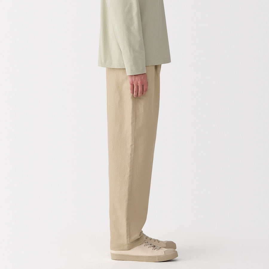 M's Hemp blend twill darted straight pants BlackXS