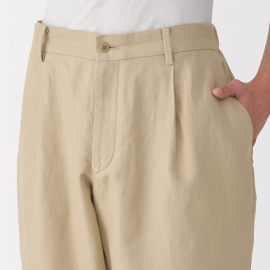 M's Hemp blend twill darted straight pants BlackXS