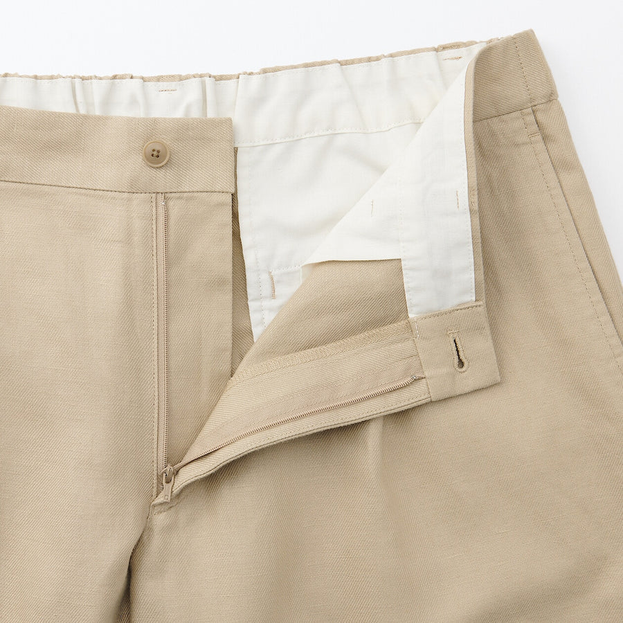 M's Hemp blend twill darted straight pants BlackXS