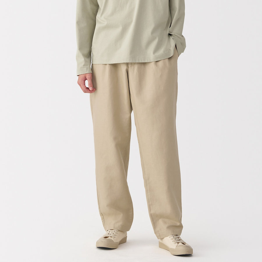 M's Hemp blend twill darted straight pants BlackXS