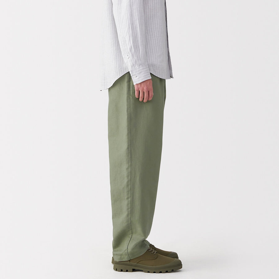 M's Hemp blend twill darted straight pants BlackXS