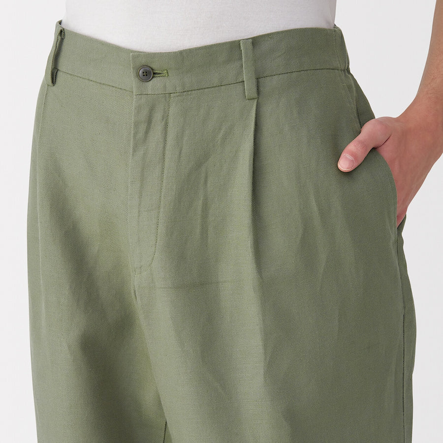 M's Hemp blend twill darted straight pants BlackXS