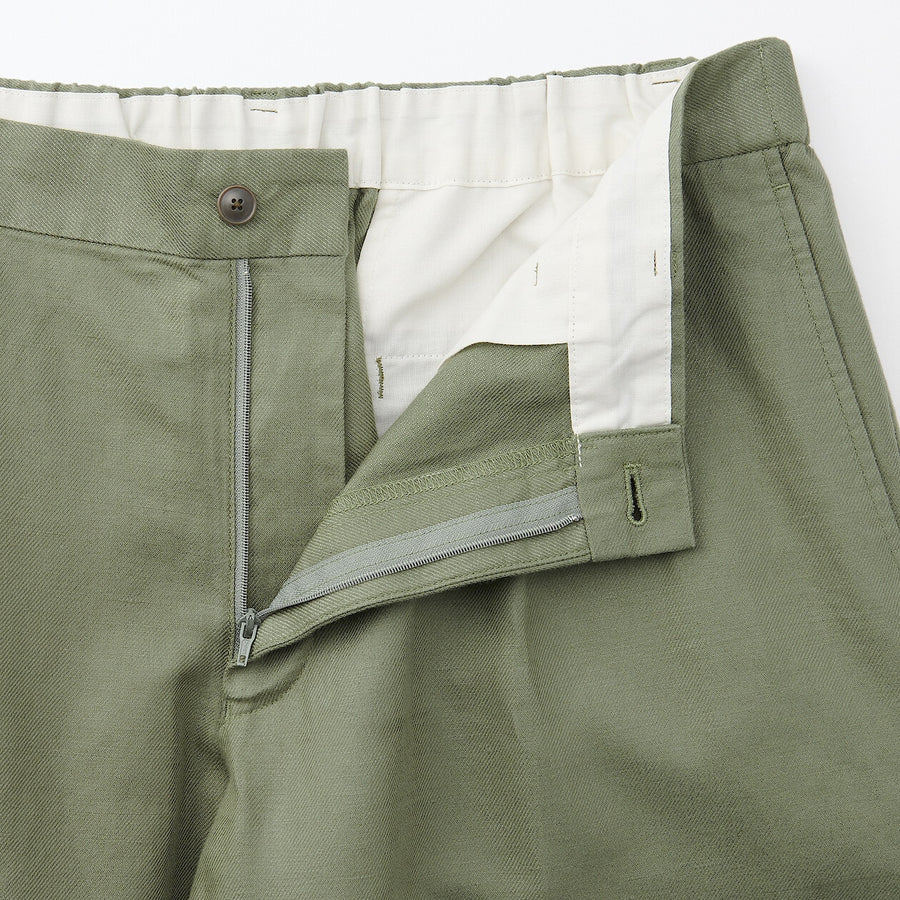 M's Hemp blend twill darted straight pants BlackXS