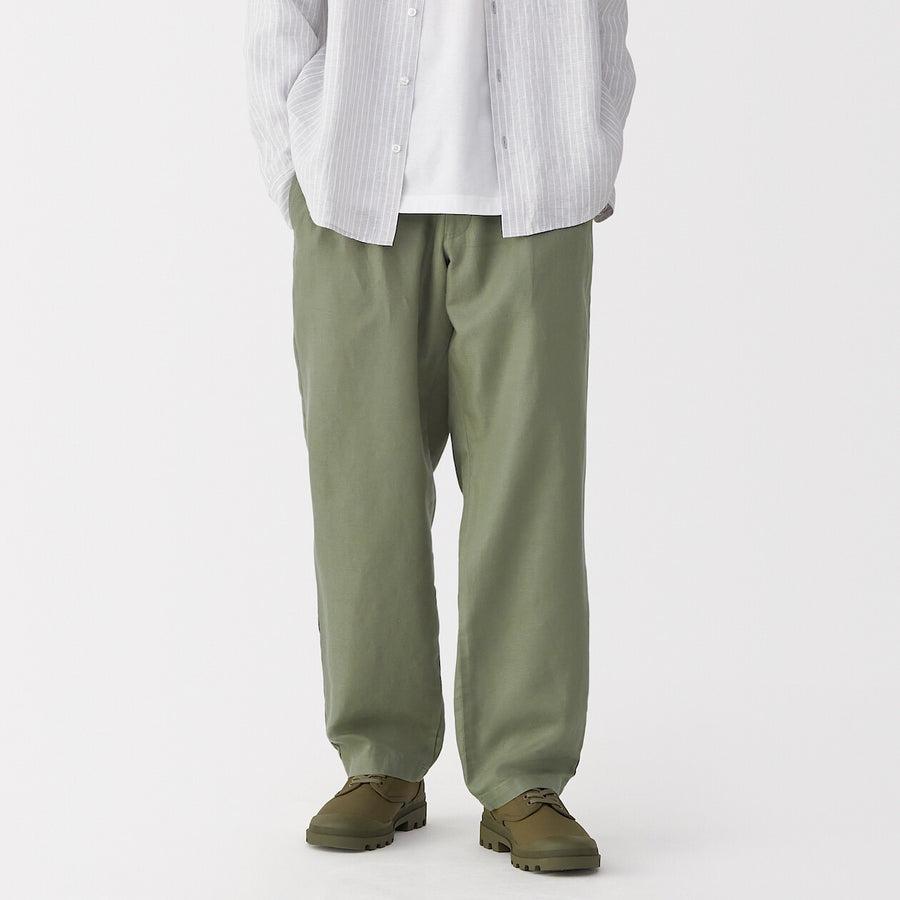 M's Hemp blend twill darted straight pants BlackXS