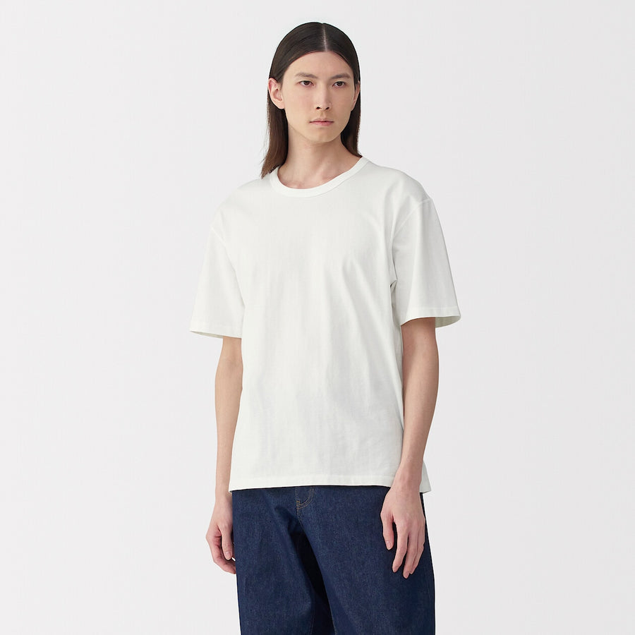 M's knitted by traditional method crewneck SS T-shirtWhiteS