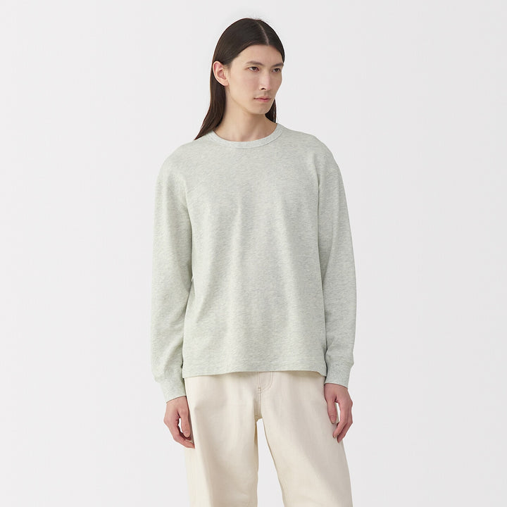 M's knitted by traditional method crew neck LS Tee L greyS