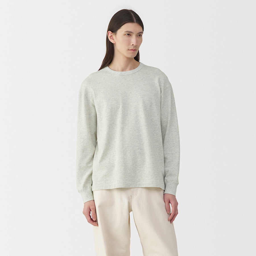 M's knitted by traditional method crew neck LS Tee L greyS
