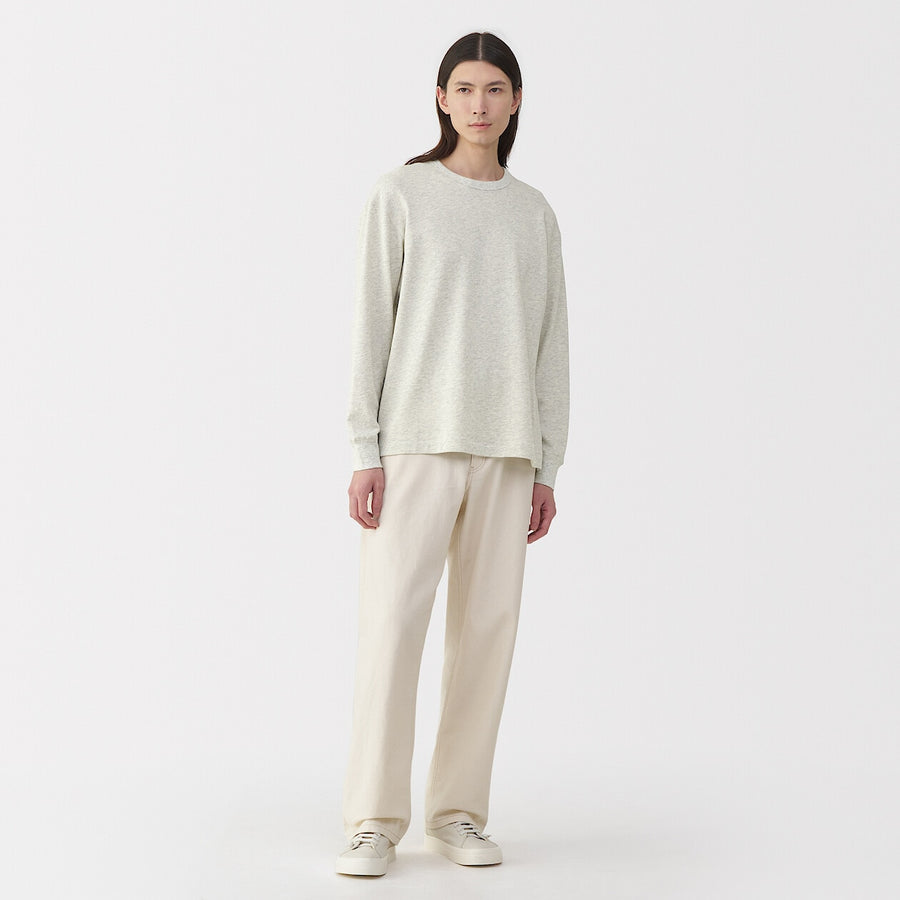 M's knitted by traditional method crew neck LS Tee L greyS