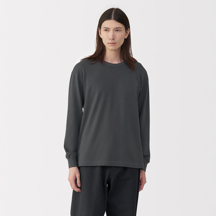 M's knitted by traditional method crew neck LS Tee L greyS