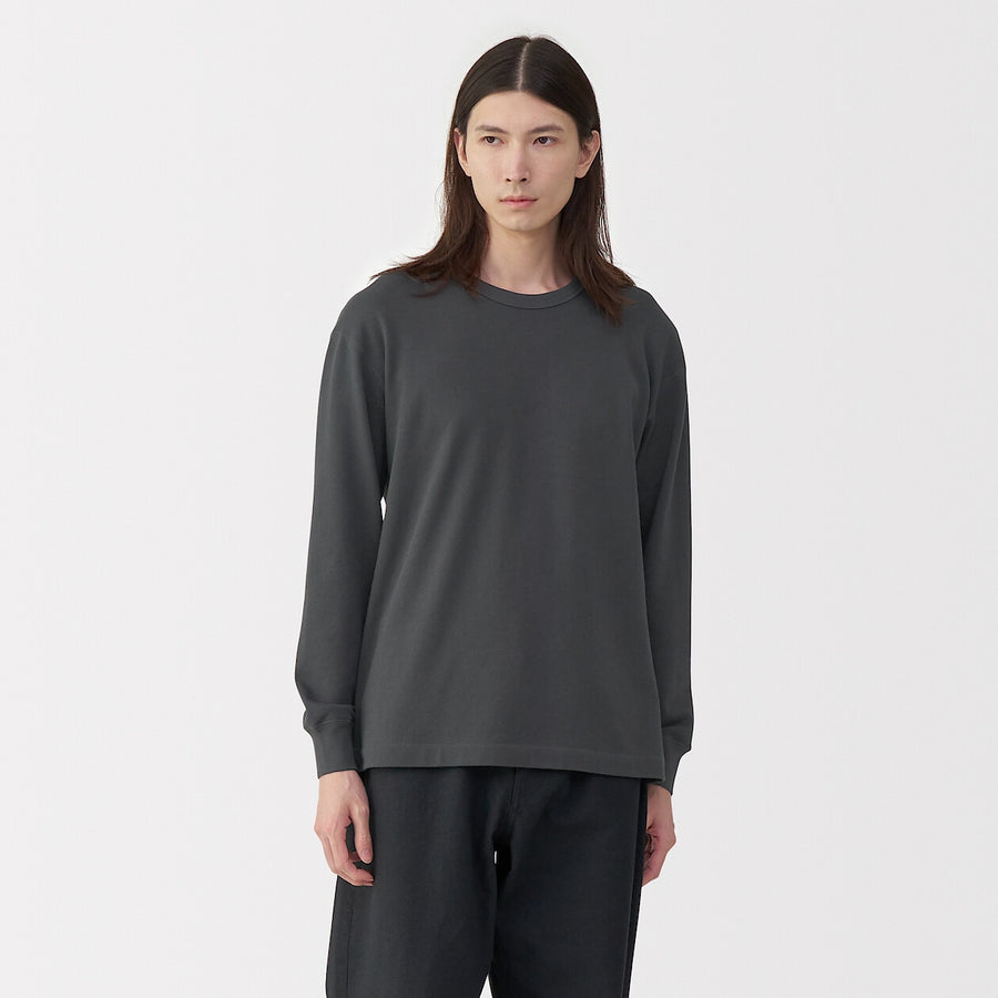 M's knitted by traditional method crew neck LS Tee L greyS
