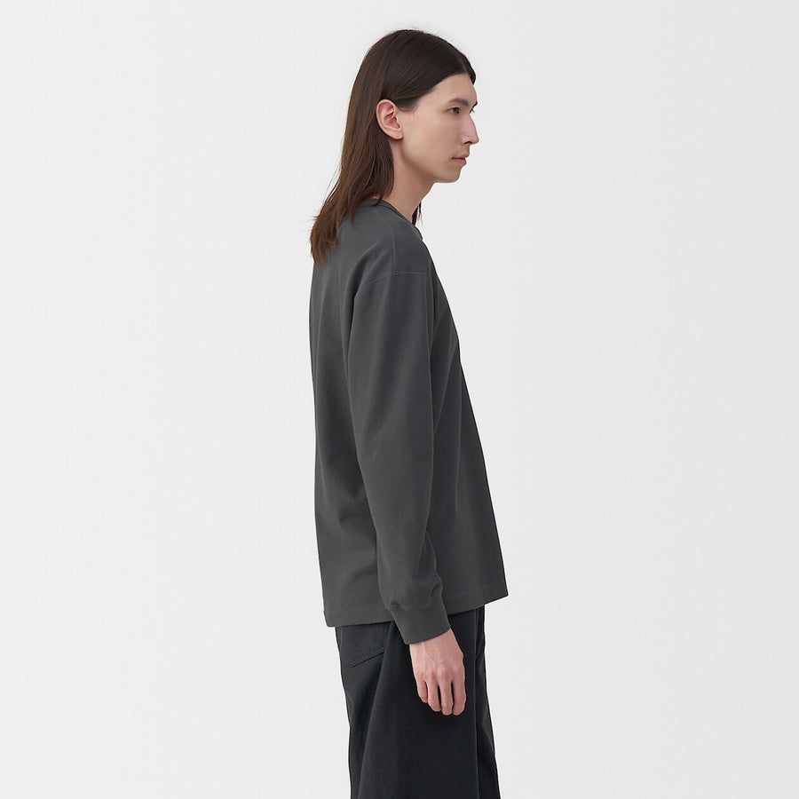M's knitted by traditional method crew neck LS Tee L greyS