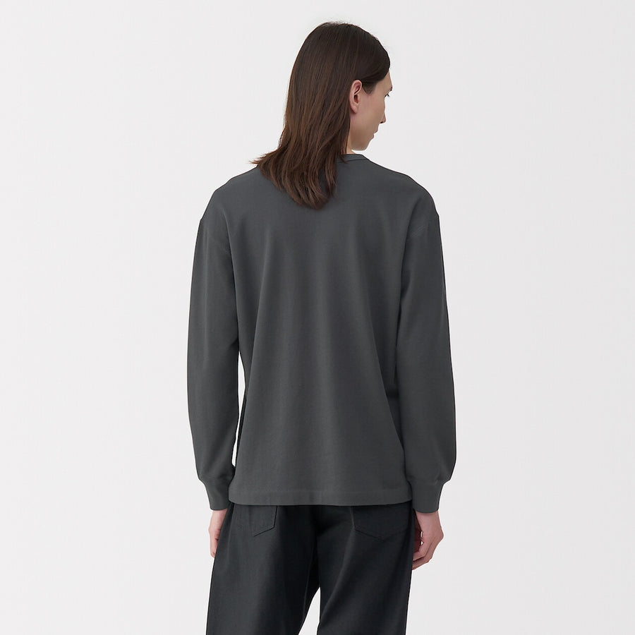 M's knitted by traditional method crew neck LS Tee L greyS