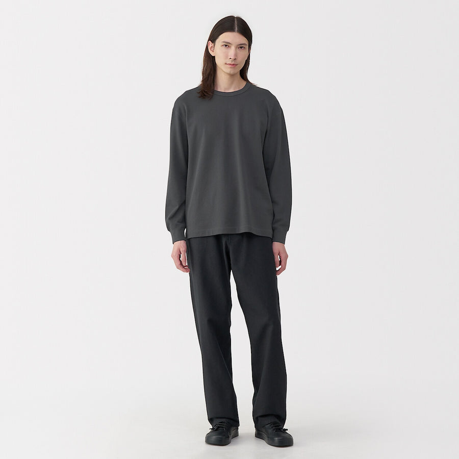 M's knitted by traditional method crew neck LS Tee L greyS