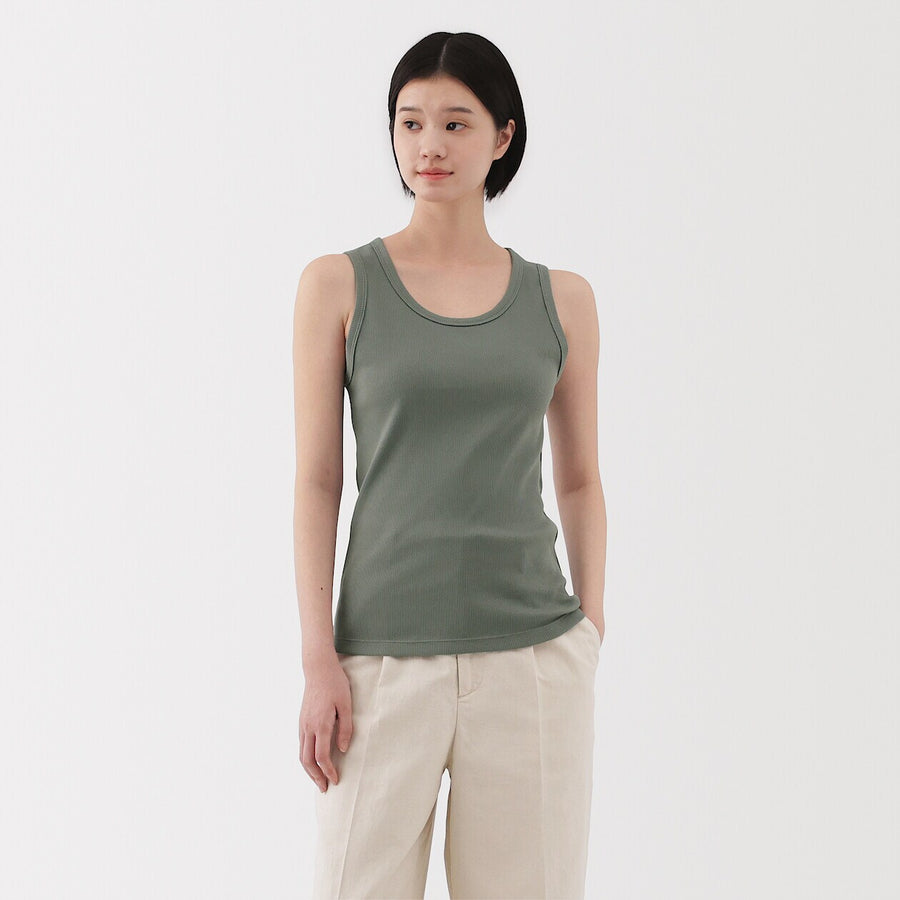 W's Stretch ribbed tank top Off WhiteXS