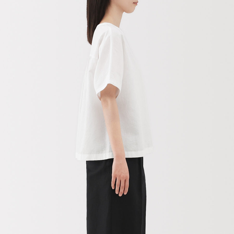 W's Hemp cotton S/S blouse WhiteXS