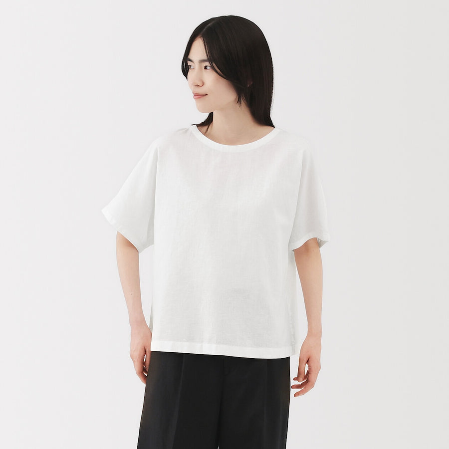 W's Hemp cotton S/S blouse WhiteXS