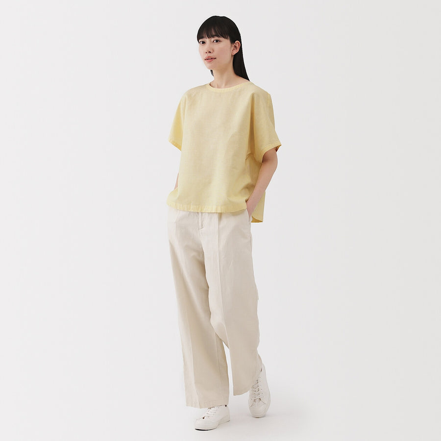 W's Hemp cotton S/S blouse WhiteXS