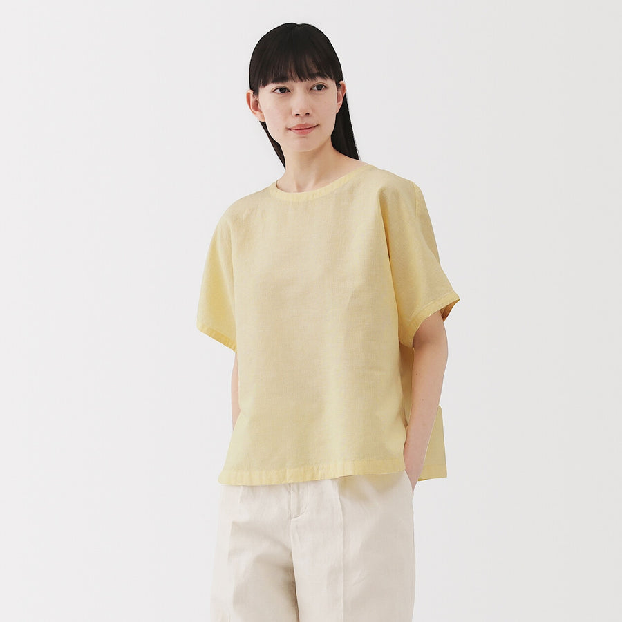 W's Hemp cotton S/S blouse WhiteXS