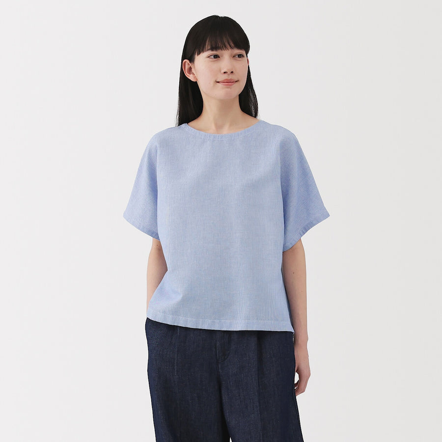 W's Hemp cotton S/S blouse WhiteXS
