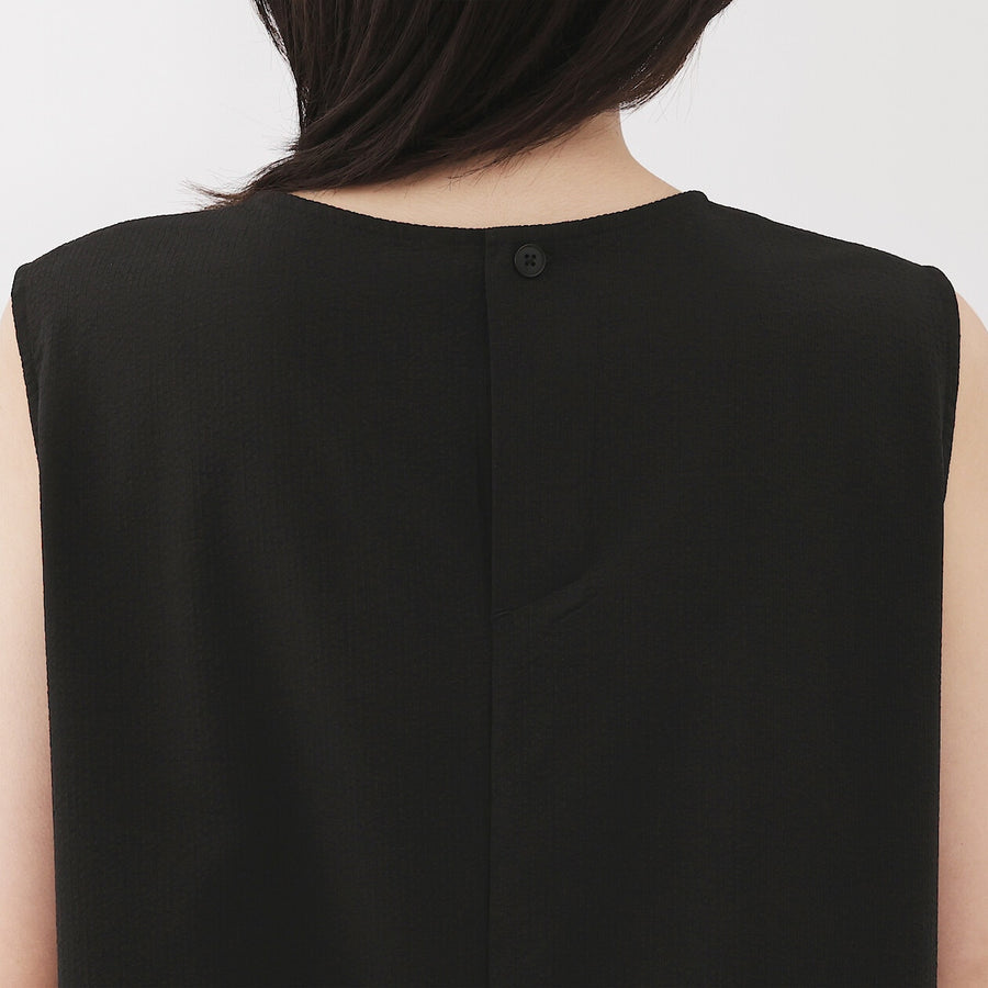 W's Breathable seersucker Sleevless dress BlackXS