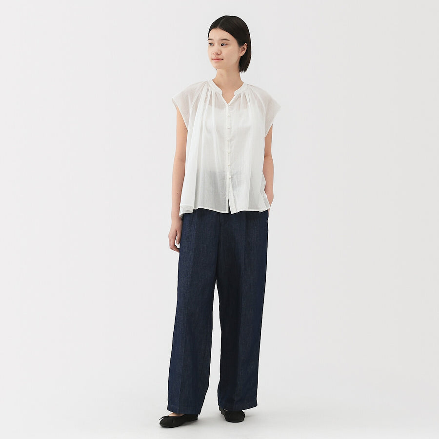 W's High twisted veilFrench sleeveblouse Off WhiteXS