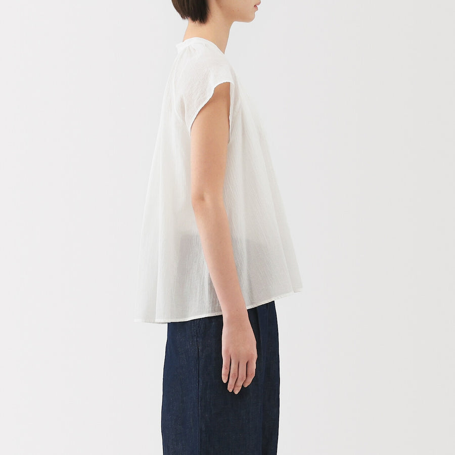 W's High twisted veilFrench sleeveblouse Off WhiteXS