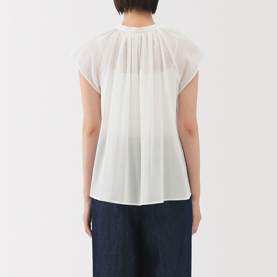 W's High twisted veilFrench sleeveblouse Off WhiteXS