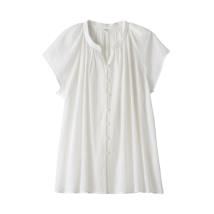 W's High twisted veilFrench sleeveblouse Off WhiteXS