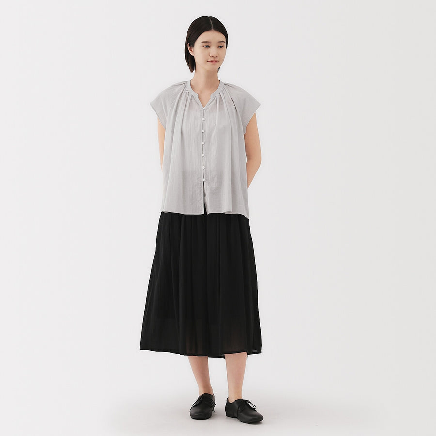 W's High twisted veilFrench sleeveblouse Off WhiteXS